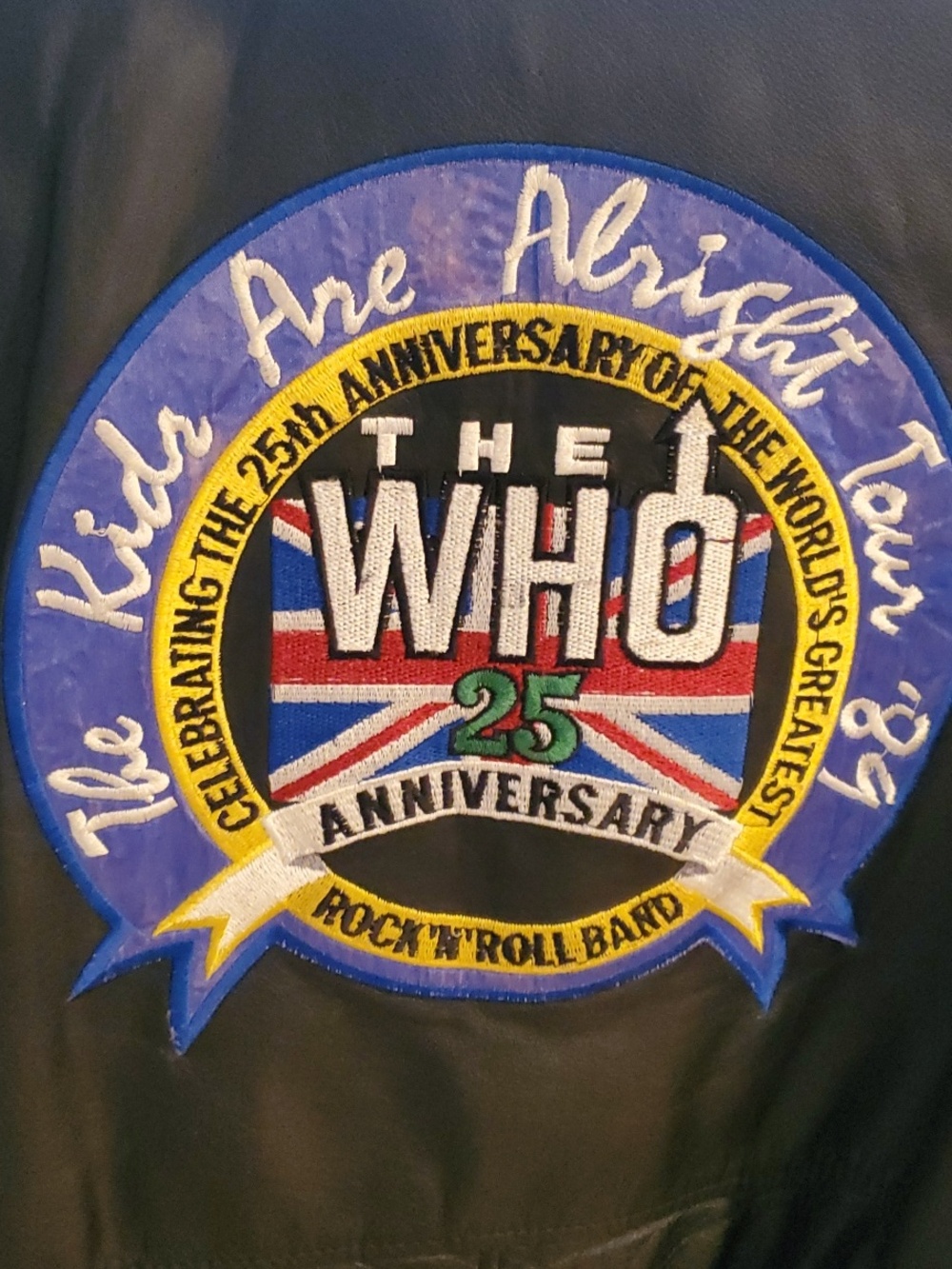 The Who - 25th Anniversary Black Leather Bomber Jacket 1989 - NEW